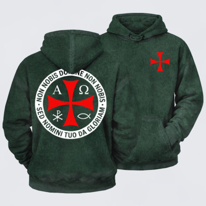 Washed Hoodie - Non Nobis Domine, Non Nobis, Sed Nomini Tuo Da Gloriam