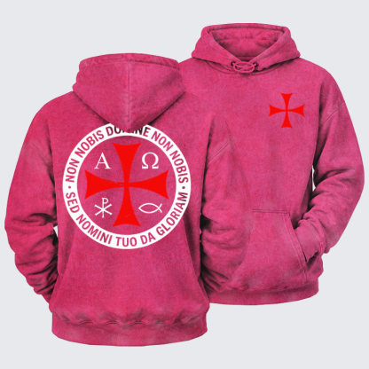 Washed Hoodie - Non Nobis Domine, Non Nobis, Sed Nomini Tuo Da Gloriam