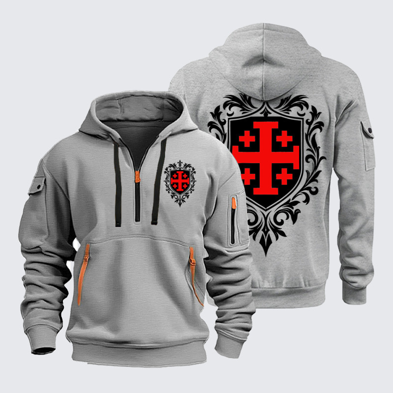 Zipper Hoodies –Jerusalem Cross Heraldic Crest