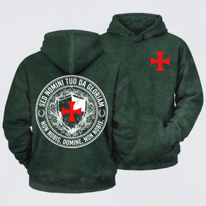 Washed Hoodie - Non Nobis Domine, Non Nobis, Sed Nomini Tuo Da Gloriam