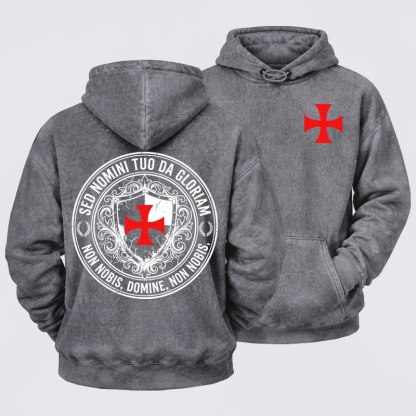 Washed Hoodie - Non Nobis Domine, Non Nobis, Sed Nomini Tuo Da Gloriam