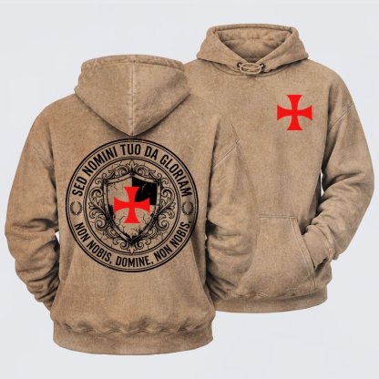 Washed Hoodie - Non Nobis Domine, Non Nobis, Sed Nomini Tuo Da Gloriam