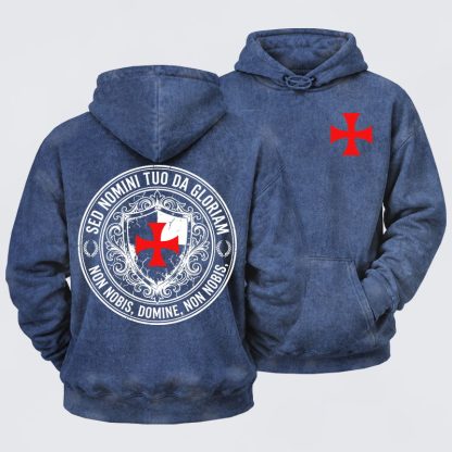 Washed Hoodie - Non Nobis Domine, Non Nobis, Sed Nomini Tuo Da Gloriam