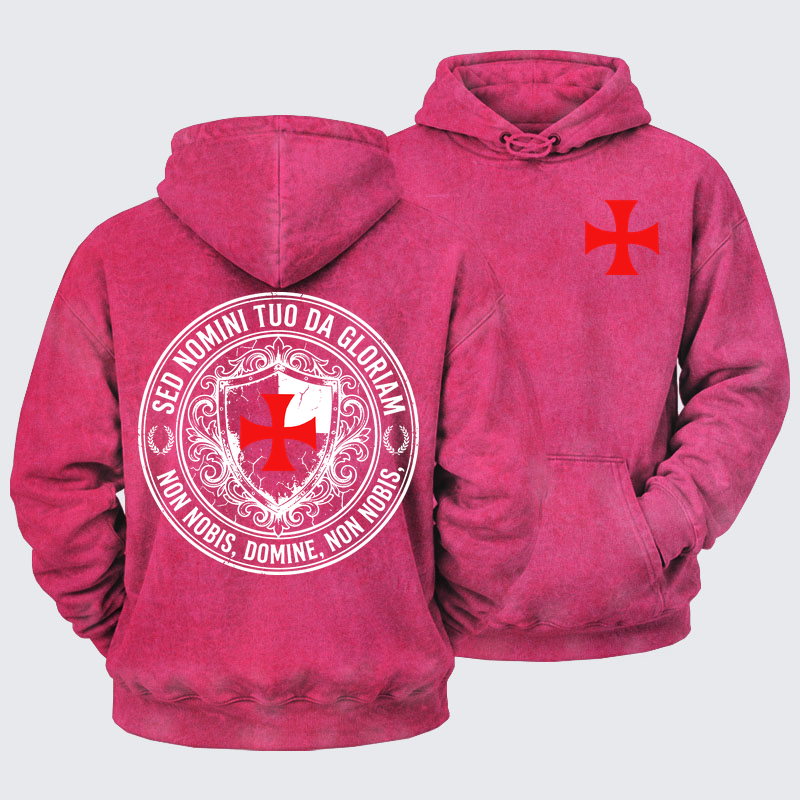 Washed Hoodie - Non Nobis Domine, Non Nobis, Sed Nomini Tuo Da Gloriam