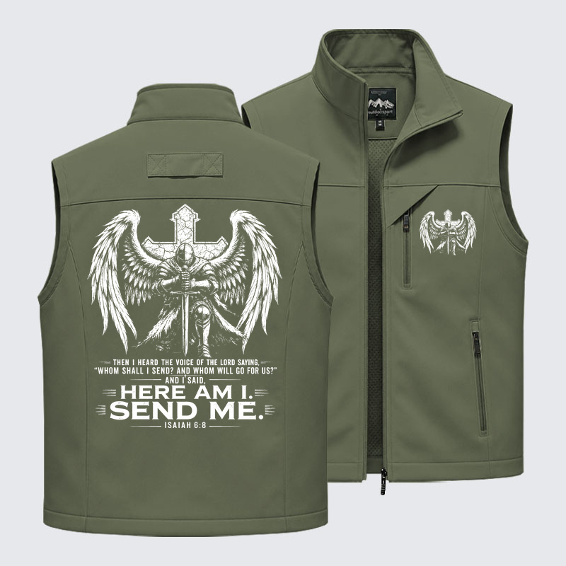 Here I Am Send Me Isaiah 6:8 Knight Templar Crusader Outdoor Quick-dry Vest