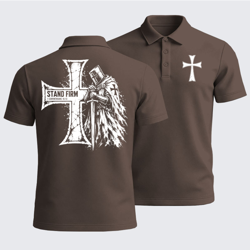 Men’s Premium Cotton Polo Shirt - Stand Firm – 1 Corinthians 16:13 Christian Knight
