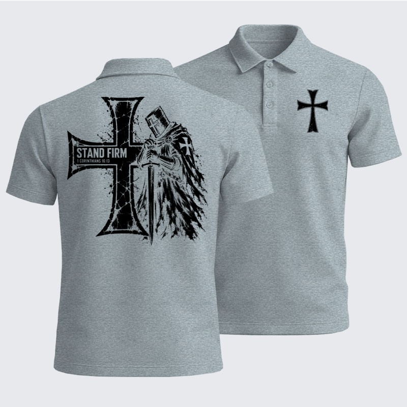 Men’s Premium Cotton Polo Shirt - Stand Firm – 1 Corinthians 16:13 Christian Knight