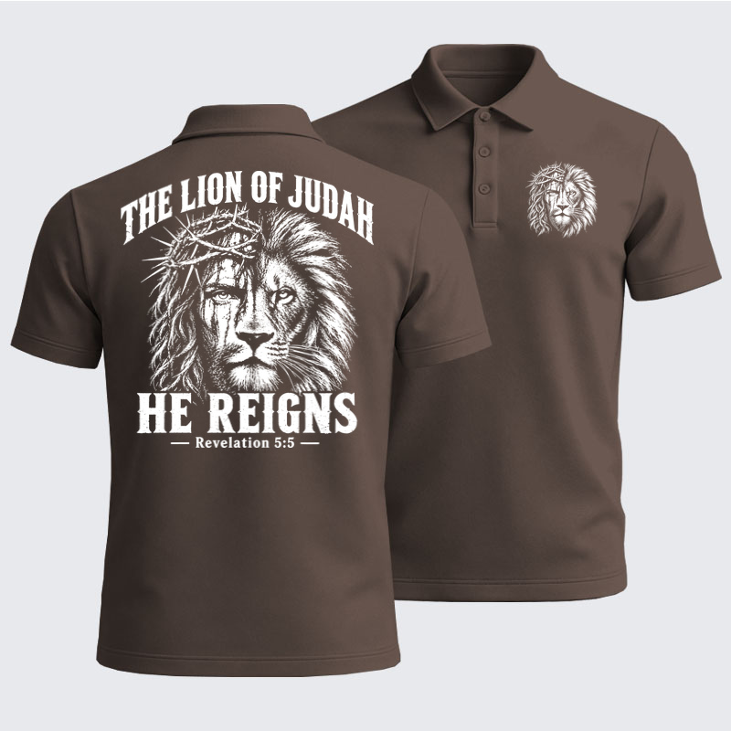 Men’s Premium Cotton Polo Shirt - The Lion of Judah – He Reigns