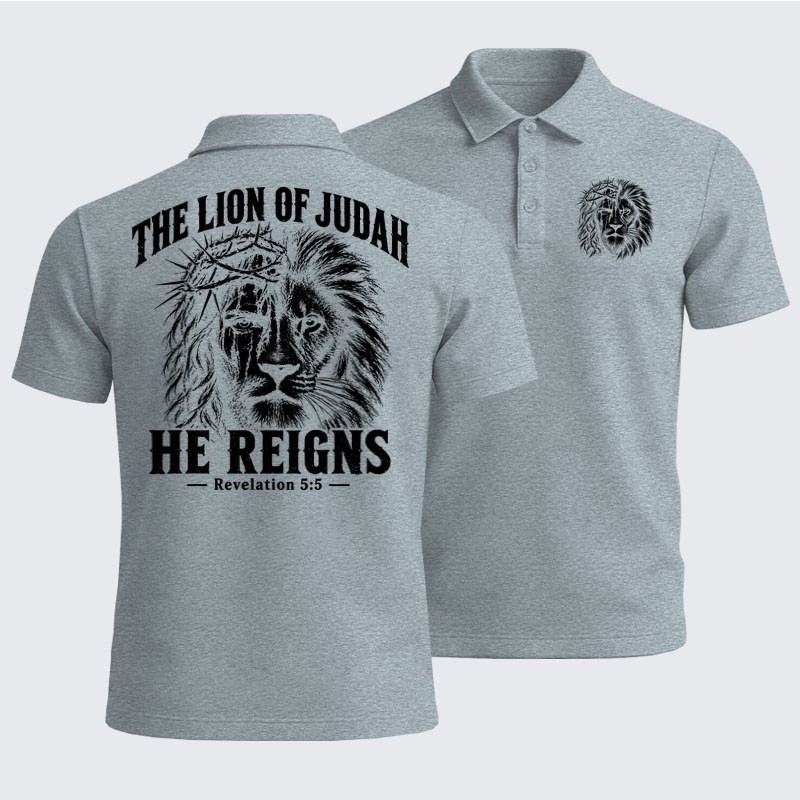 Men’s Premium Cotton Polo Shirt - The Lion of Judah – He Reigns