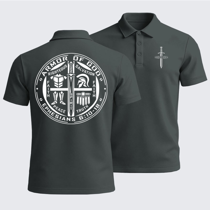 Men’s Premium Cotton Polo Shirt - Armor of God – Ephesians 6:10–18 Christian Warrior