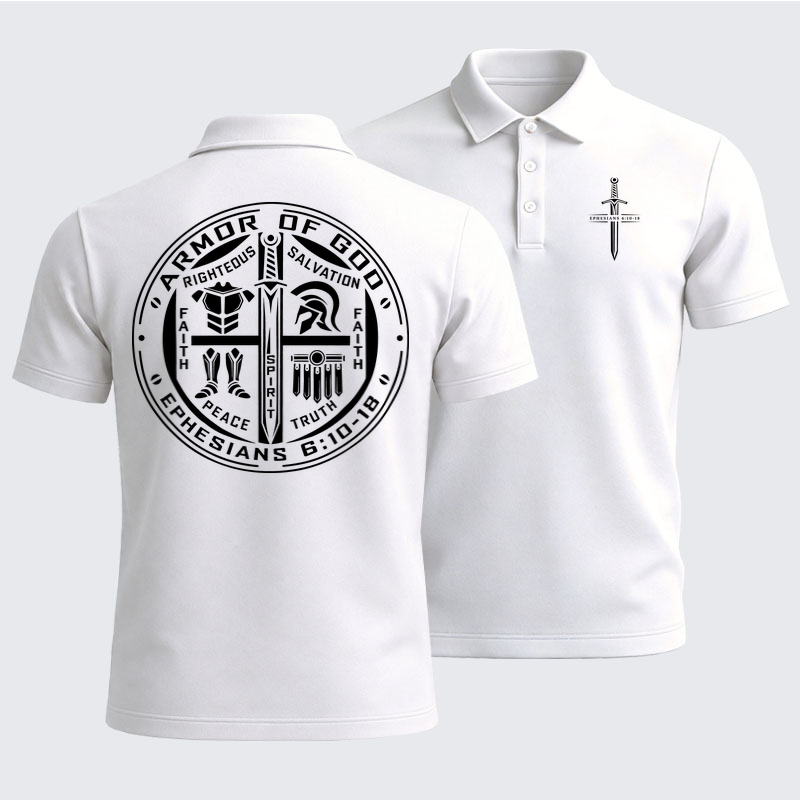 Men’s Premium Cotton Polo Shirt - Armor of God – Ephesians 6:10–18 Christian Warrior