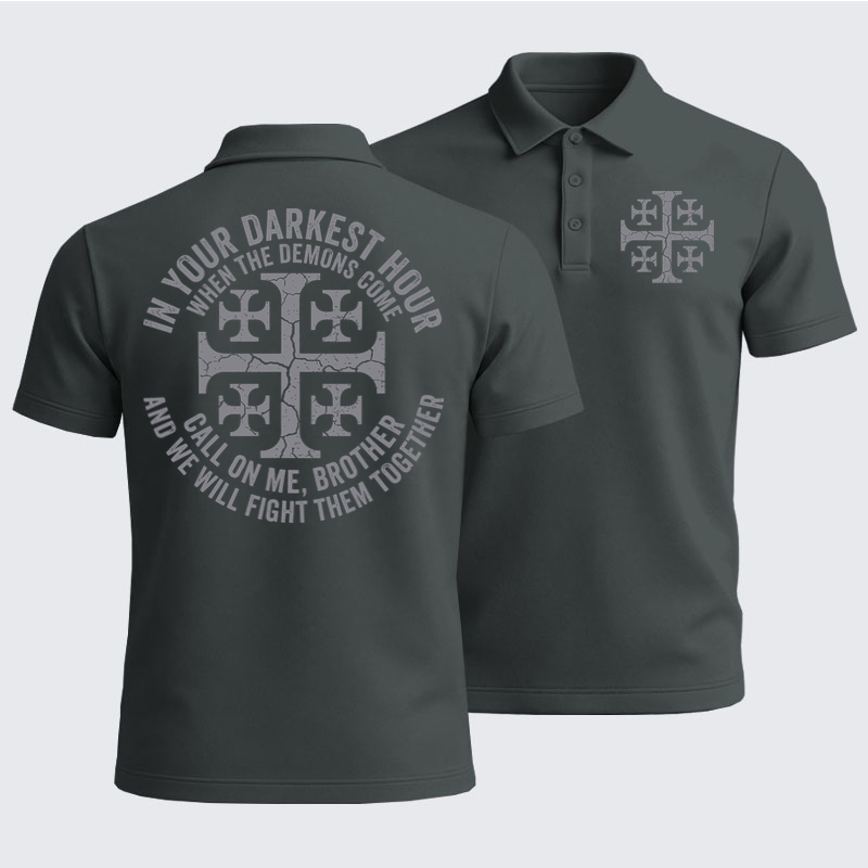 Men’s Premium Cotton Polo Shirt -Call On Me Brother – Knights of Faith