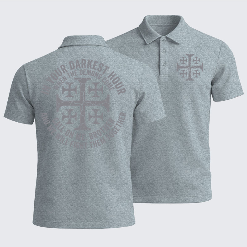 Men’s Premium Cotton Polo Shirt -Call On Me Brother – Knights of Faith