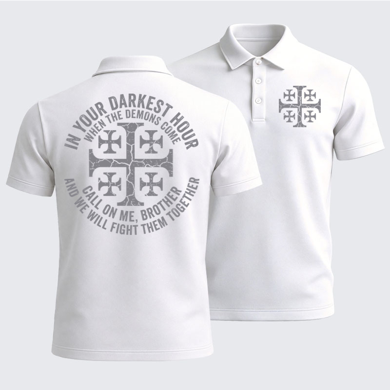 Men’s Premium Cotton Polo Shirt -Call On Me Brother – Knights of Faith