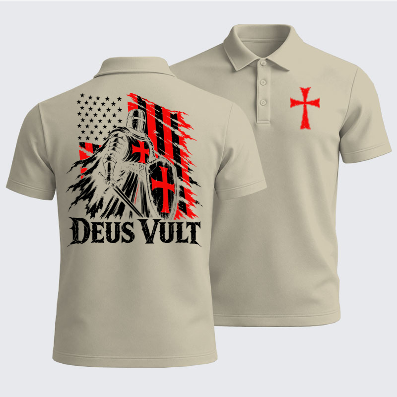 Men’s Premium Cotton Polo Shirt - Deus Vult – American Crusader Christian Knight