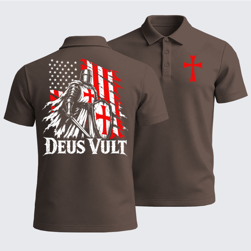 Men’s Premium Cotton Polo Shirt - Deus Vult – American Crusader Christian Knight