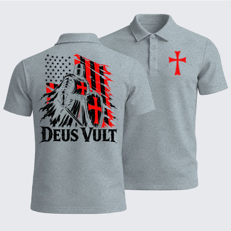Men’s Premium Cotton Polo Shirt - Deus Vult – American Crusader Christian Knight