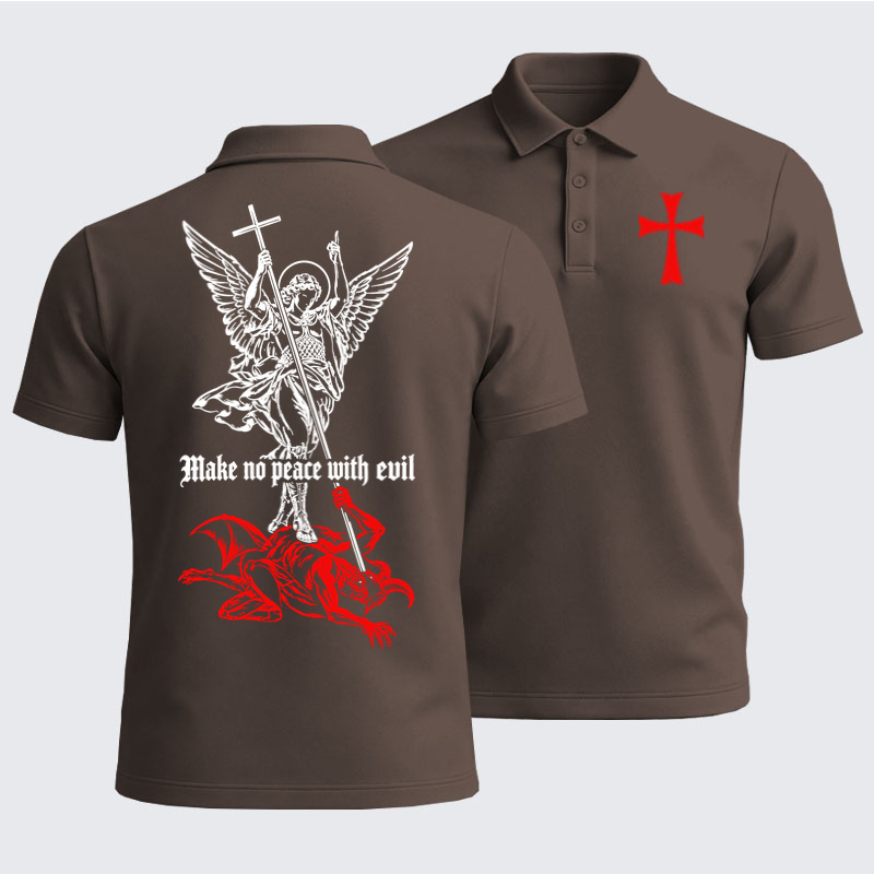 Men’s Premium Cotton Polo Shirt -Make No Peace with Evil – Saint Michael