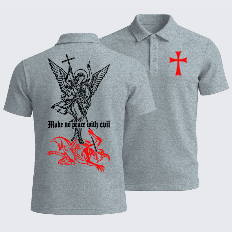 Men’s Premium Cotton Polo Shirt -Make No Peace with Evil – Saint Michael