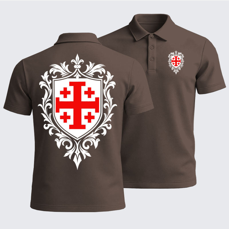 Men’s Premium Cotton Polo Shirt - Jerusalem Cross Heraldic Crest