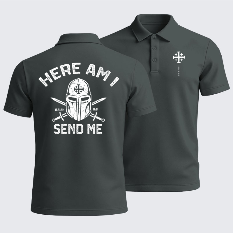Men’s Premium Cotton Polo Shirt - Here Am I Send Me