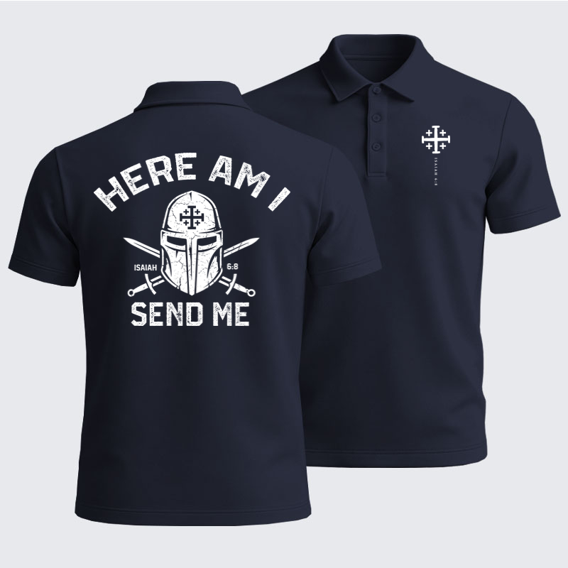 Men’s Premium Cotton Polo Shirt - Here Am I Send Me