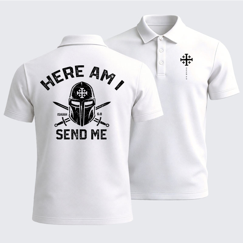 Men’s Premium Cotton Polo Shirt - Here Am I Send Me
