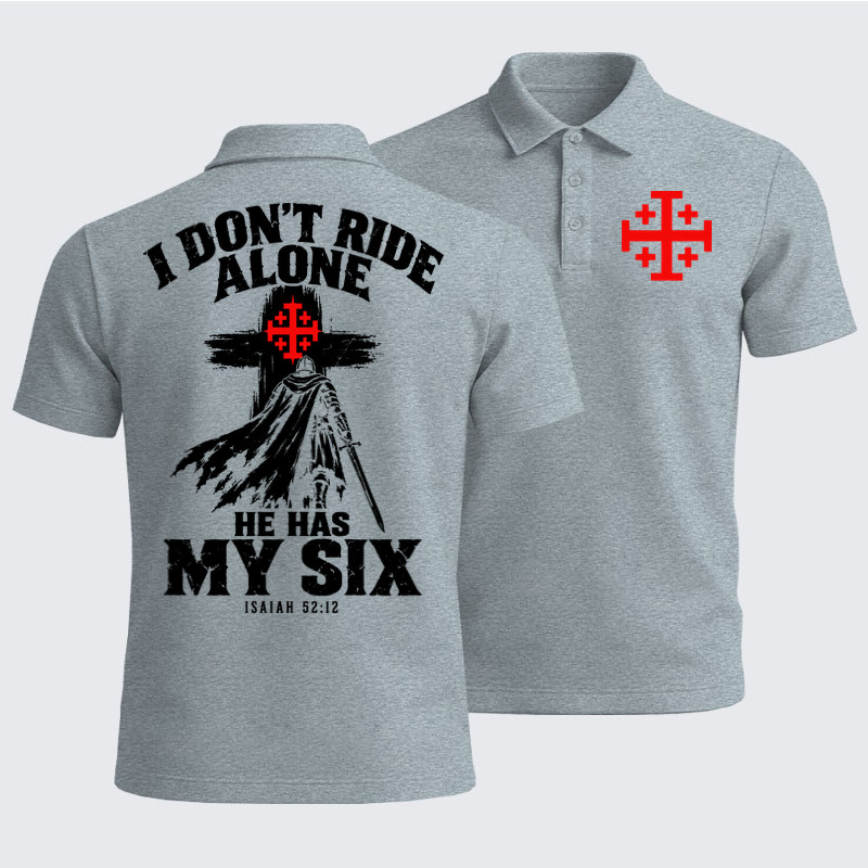 Men’s Premium Cotton Polo Shirt - I Don’t Ride Alone – Isaiah 52:12 Christian Warrior