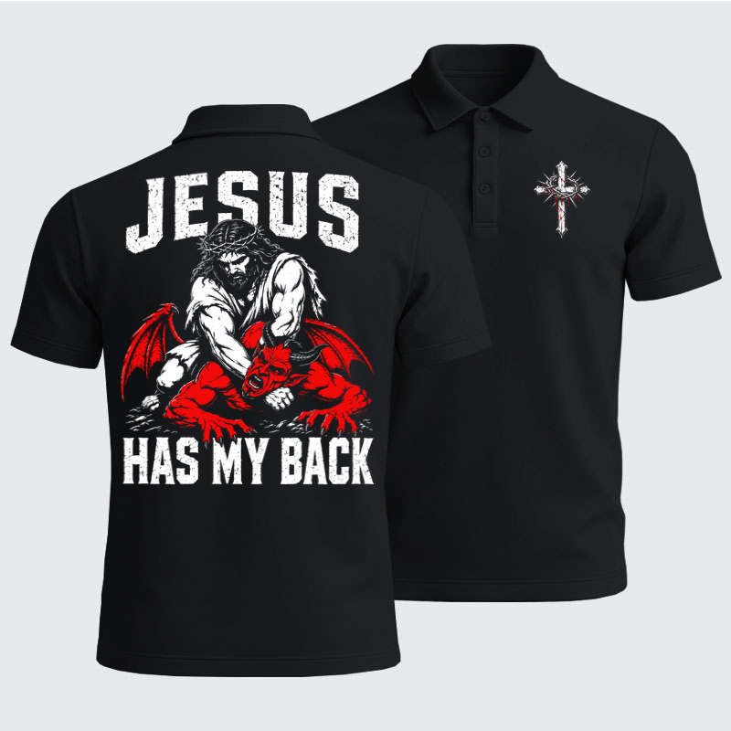 Men’s Premium Cotton Polo Shirt - Jesus Has My Back