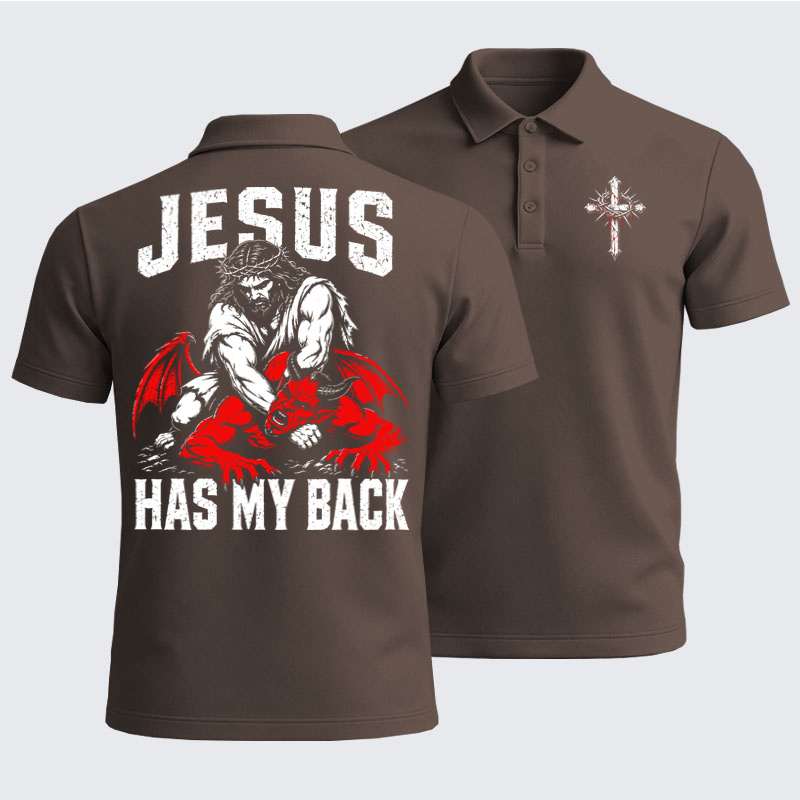 Men’s Premium Cotton Polo Shirt - Jesus Has My Back