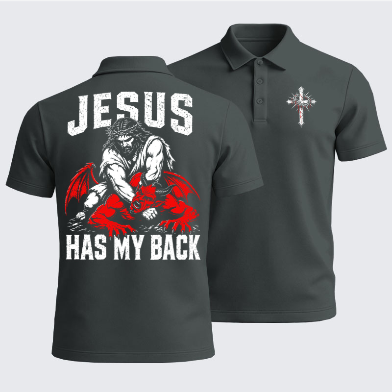 Men’s Premium Cotton Polo Shirt - Jesus Has My Back