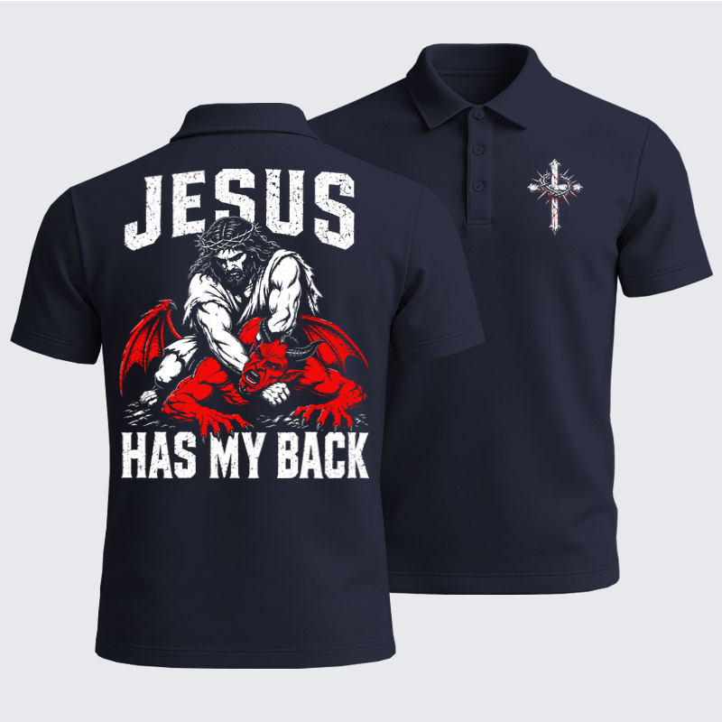 Men’s Premium Cotton Polo Shirt - Jesus Has My Back