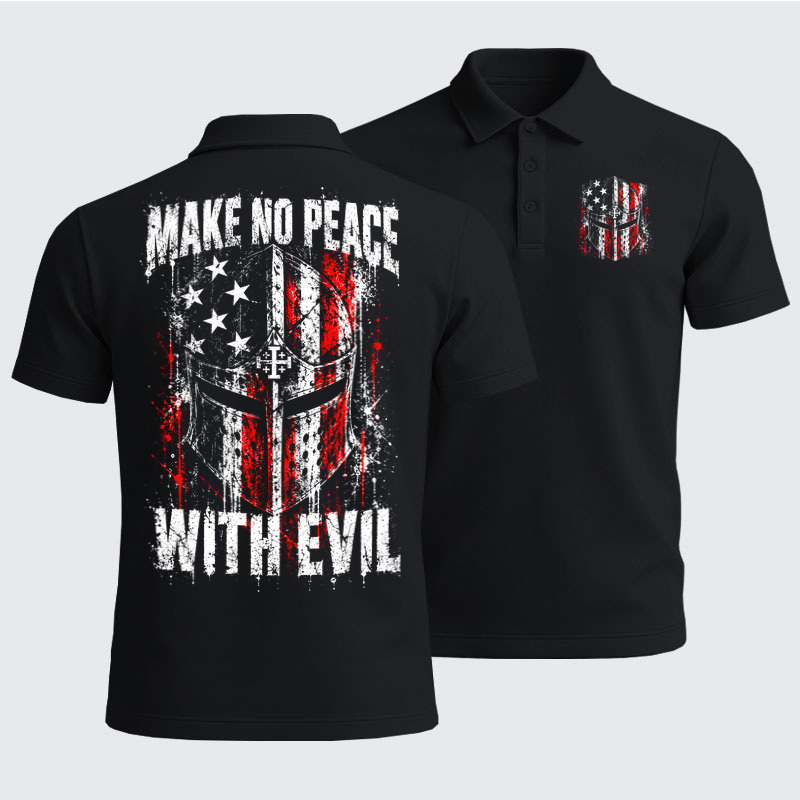 Men’s Premium Cotton Polo Shirt - Make No Peace With Evil – Christian Warrior Knight