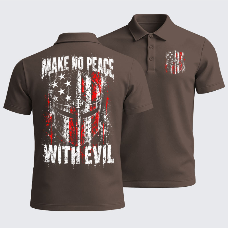 Men’s Premium Cotton Polo Shirt - Make No Peace With Evil – Christian Warrior Knight