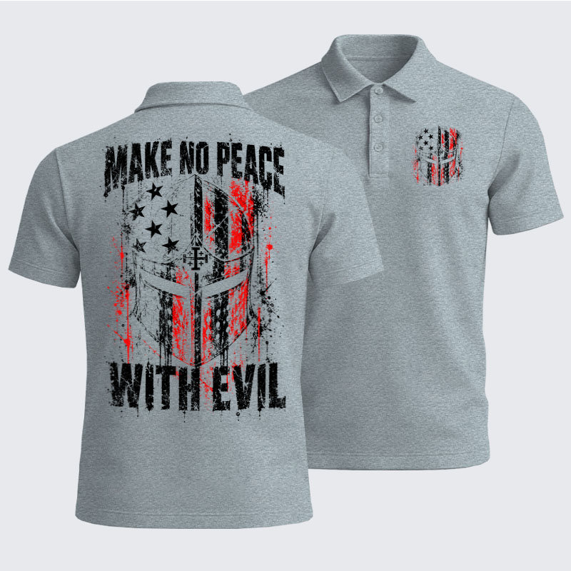Men’s Premium Cotton Polo Shirt - Make No Peace With Evil – Christian Warrior Knight