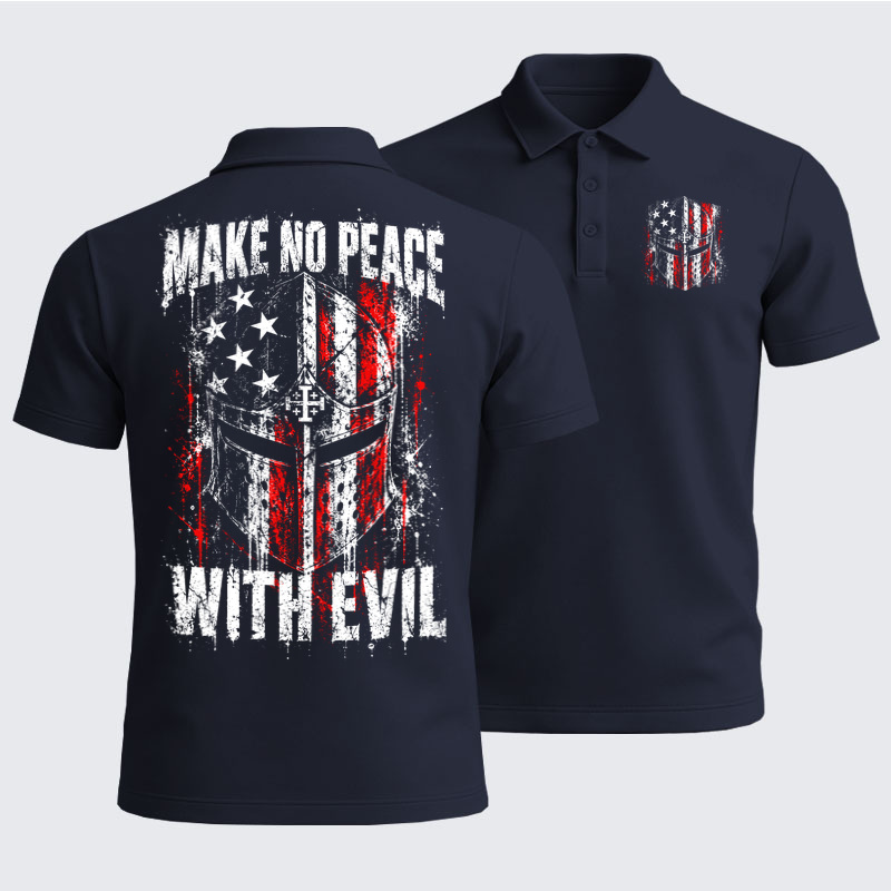 Men’s Premium Cotton Polo Shirt - Make No Peace With Evil – Christian Warrior Knight