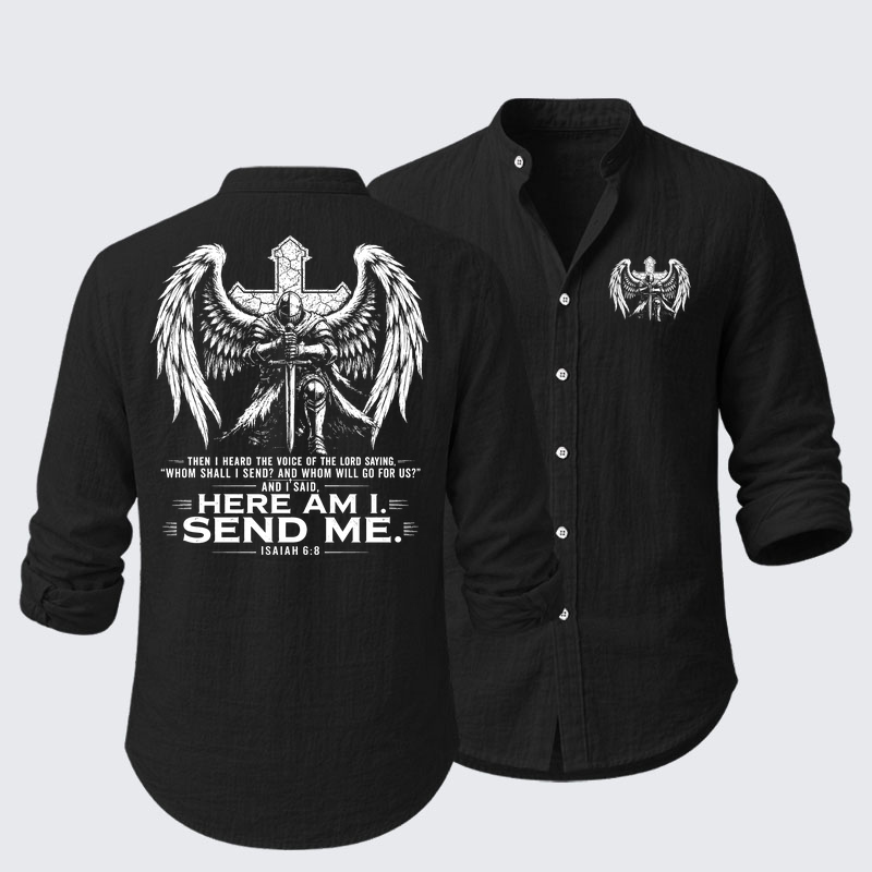 Here I Am Send Me Isaiah 6:8 Knight Templar Crusader Resort Casual Shirt