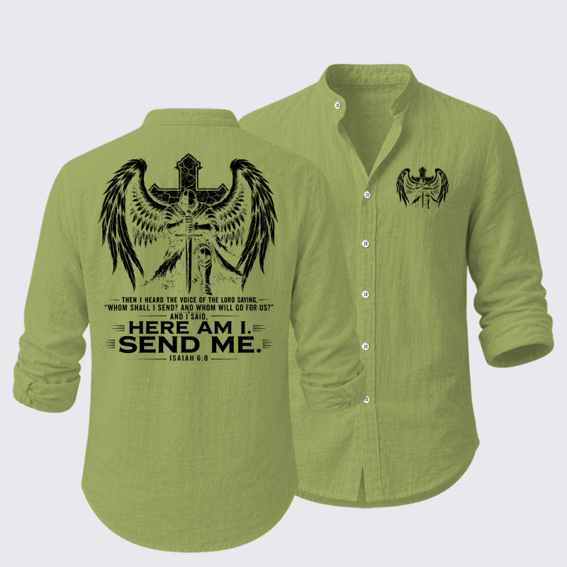 Here I Am Send Me Isaiah 6:8 Knight Templar Crusader Resort Casual Shirt