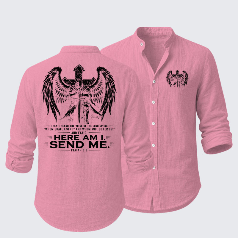 Here I Am Send Me Isaiah 6:8 Knight Templar Crusader Resort Casual Shirt