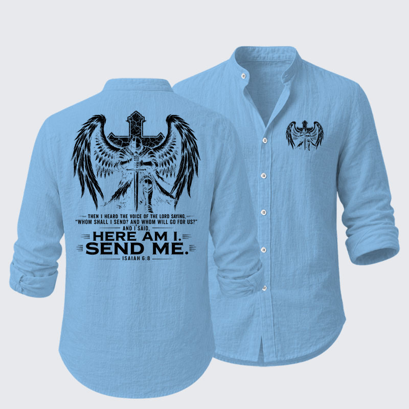 Here I Am Send Me Isaiah 6:8 Knight Templar Crusader Resort Casual Shirt
