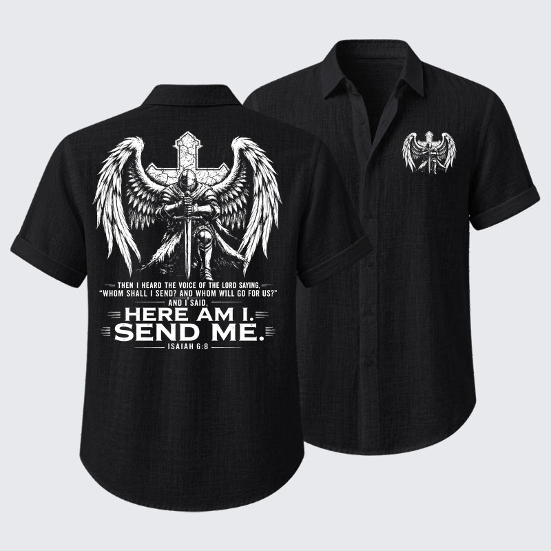 Here I Am Send Me Isaiah 6:8 Knight Templar Crusader Short Sleeve Shirt