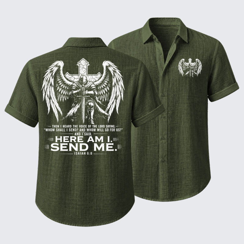 Here I Am Send Me Isaiah 6:8 Knight Templar Crusader Short Sleeve Shirt