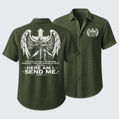 Here I Am Send Me Isaiah 6:8 Knight Templar Crusader Short Sleeve Shirt