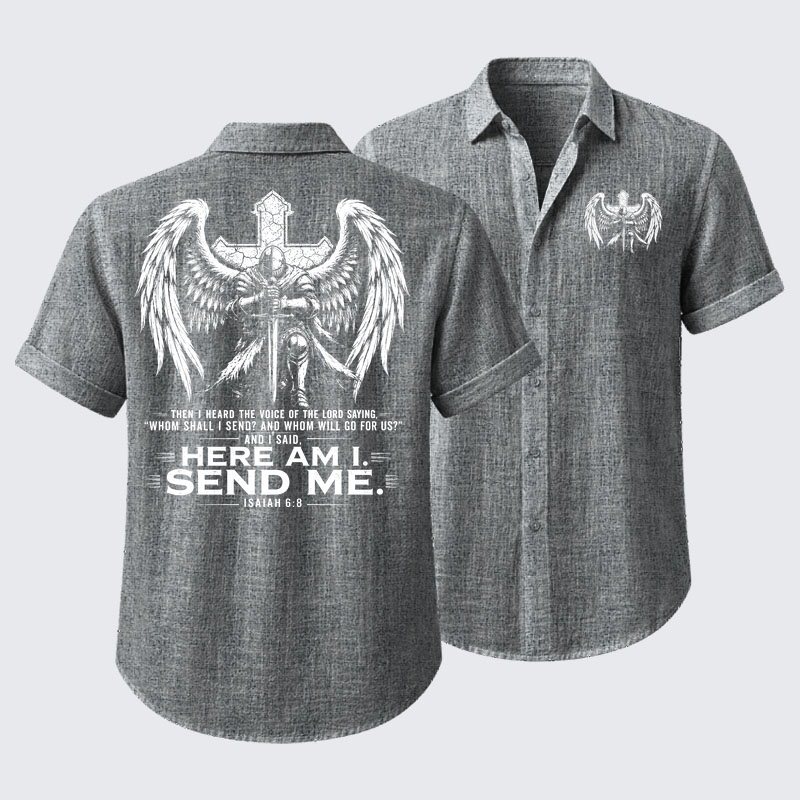 Here I Am Send Me Isaiah 6:8 Knight Templar Crusader Short Sleeve Shirt