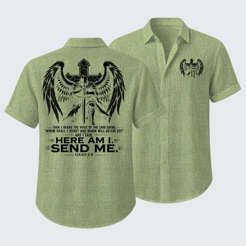 Here I Am Send Me Isaiah 6:8 Knight Templar Crusader Short Sleeve Shirt