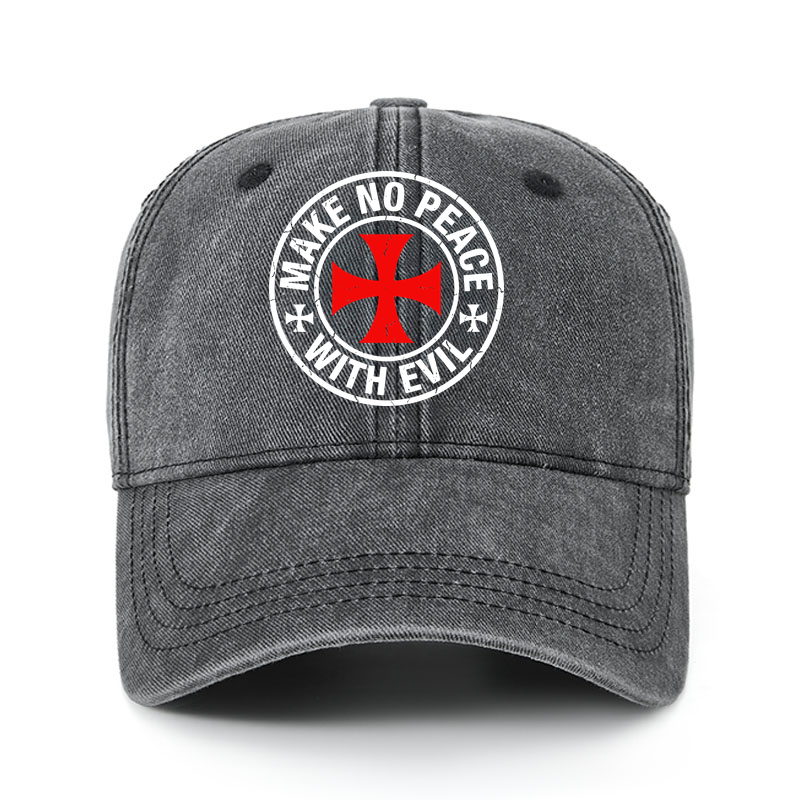 Heritage Washed Cap - Make No Peace with Evil Knight Templar Cross