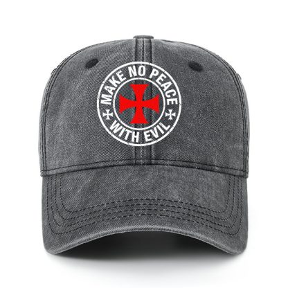 Heritage Washed Cap - Make No Peace with Evil Knight Templar Cross