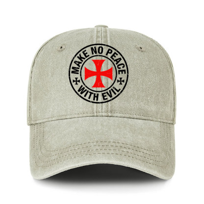Heritage Washed Cap - Make No Peace with Evil Knight Templar Cross