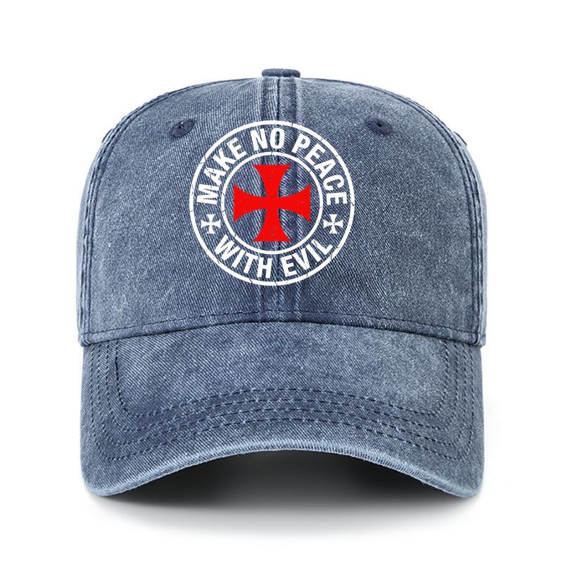 Heritage Washed Cap - Make No Peace with Evil Knight Templar Cross