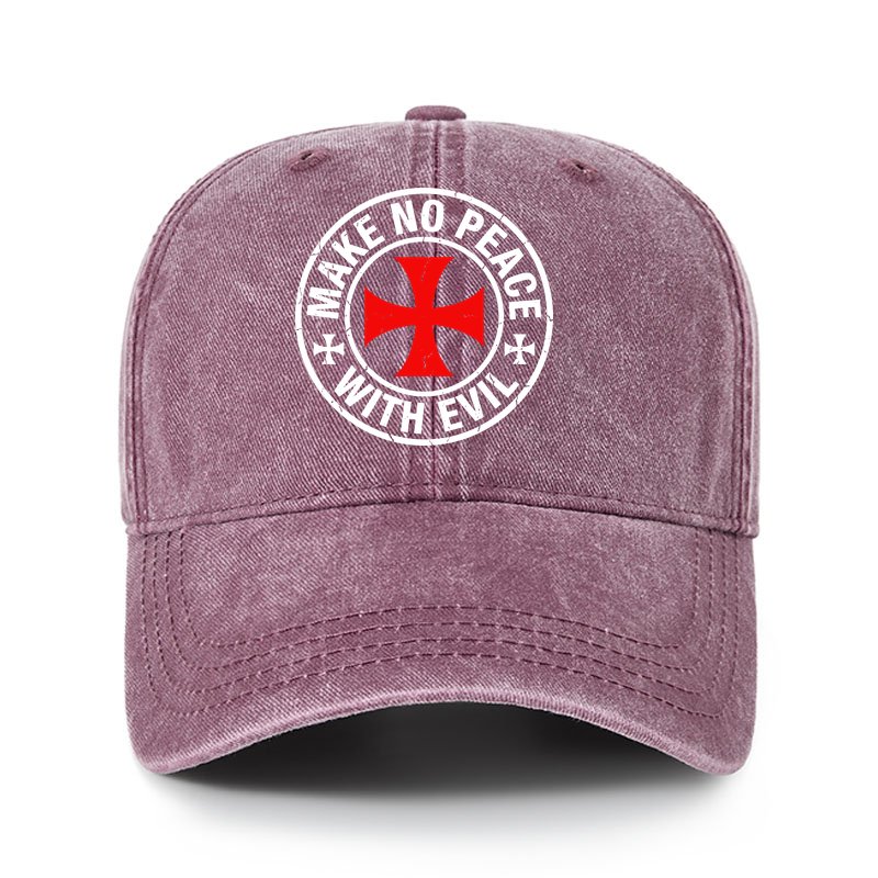 Heritage Washed Cap - Make No Peace with Evil Knight Templar Cross